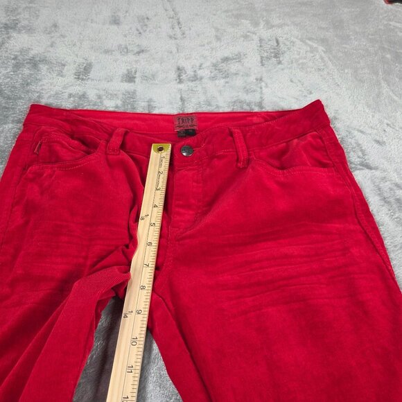 Tripp NYC Pants Womens Juniors 15 Red Corduroy 34" Waist Skinny Rave Punk Goth - Picture 9 of 10